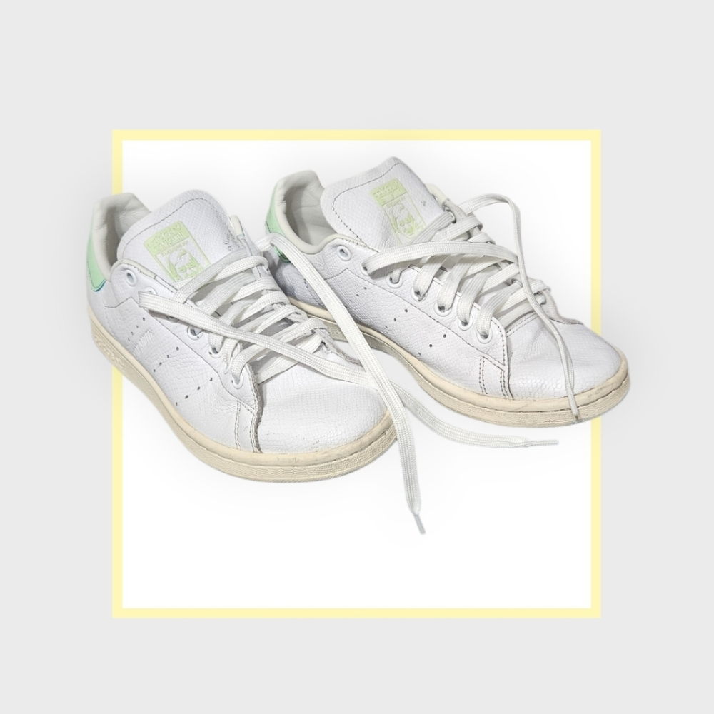 Adidas White and Green Classic Sneakers